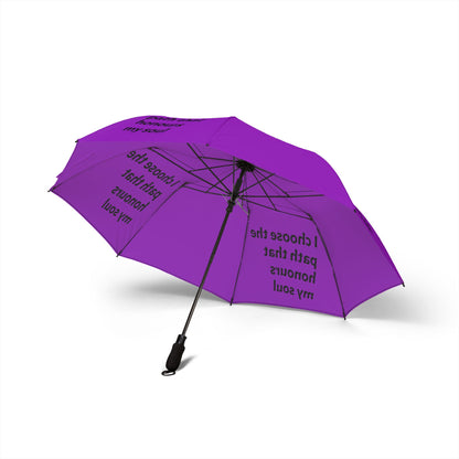 "I Choose The Path That Honours My Soul" — Purple Semi‑Automatic Foldable Umbrella