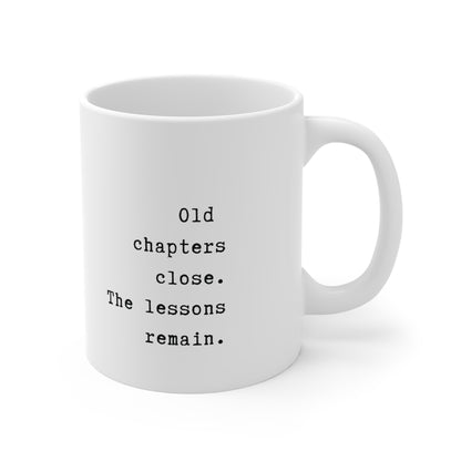 'New Ones Begin.' Literary Reading Ceramic Coffee Mug, Cozy Gift for Book Lovers