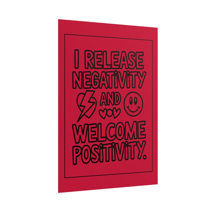 I Release Negativity and Welcome Positivity" Red Motivational Wall Art
