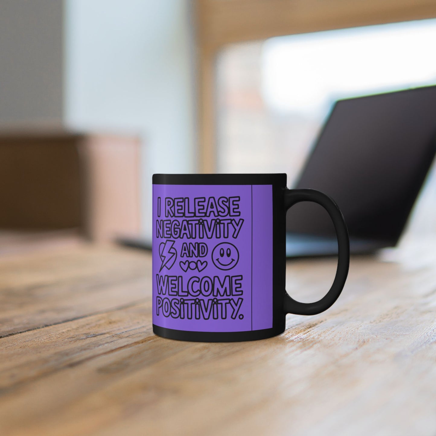 I Release Negativity and Welcome Positivity — Purple Design Ceramic Mug
