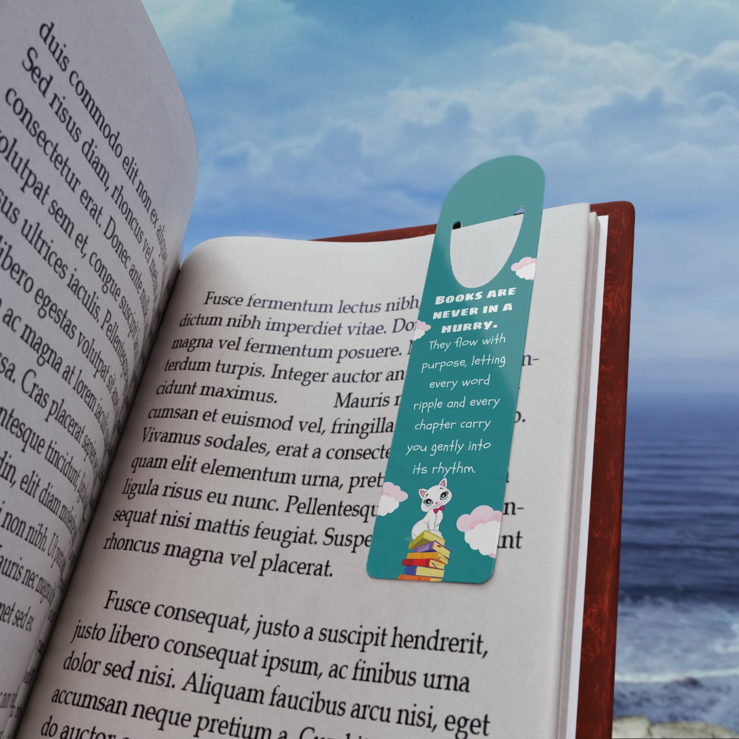 Books Are Never in a Hurry Aluminum Bookmark Elegant Minimalist Reading Accessory