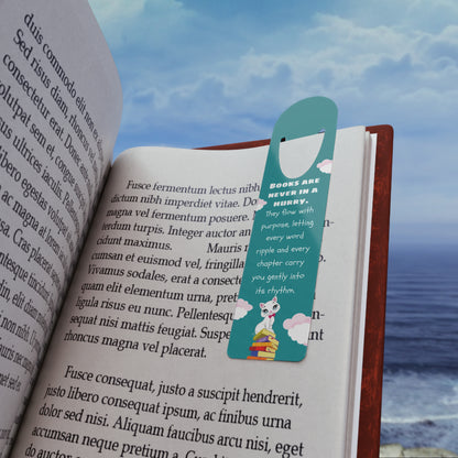 Books Are Never in a Hurry Aluminum Bookmark Elegant Minimalist Reading Accessory