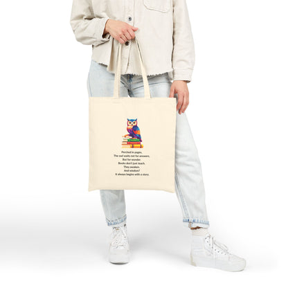 The Owl Who Carries Stories — A Tote for Readers and Dreamers