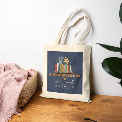 Cotton Canvas Tote Bag Let the Story Unfold Book Lover Everyday Tote