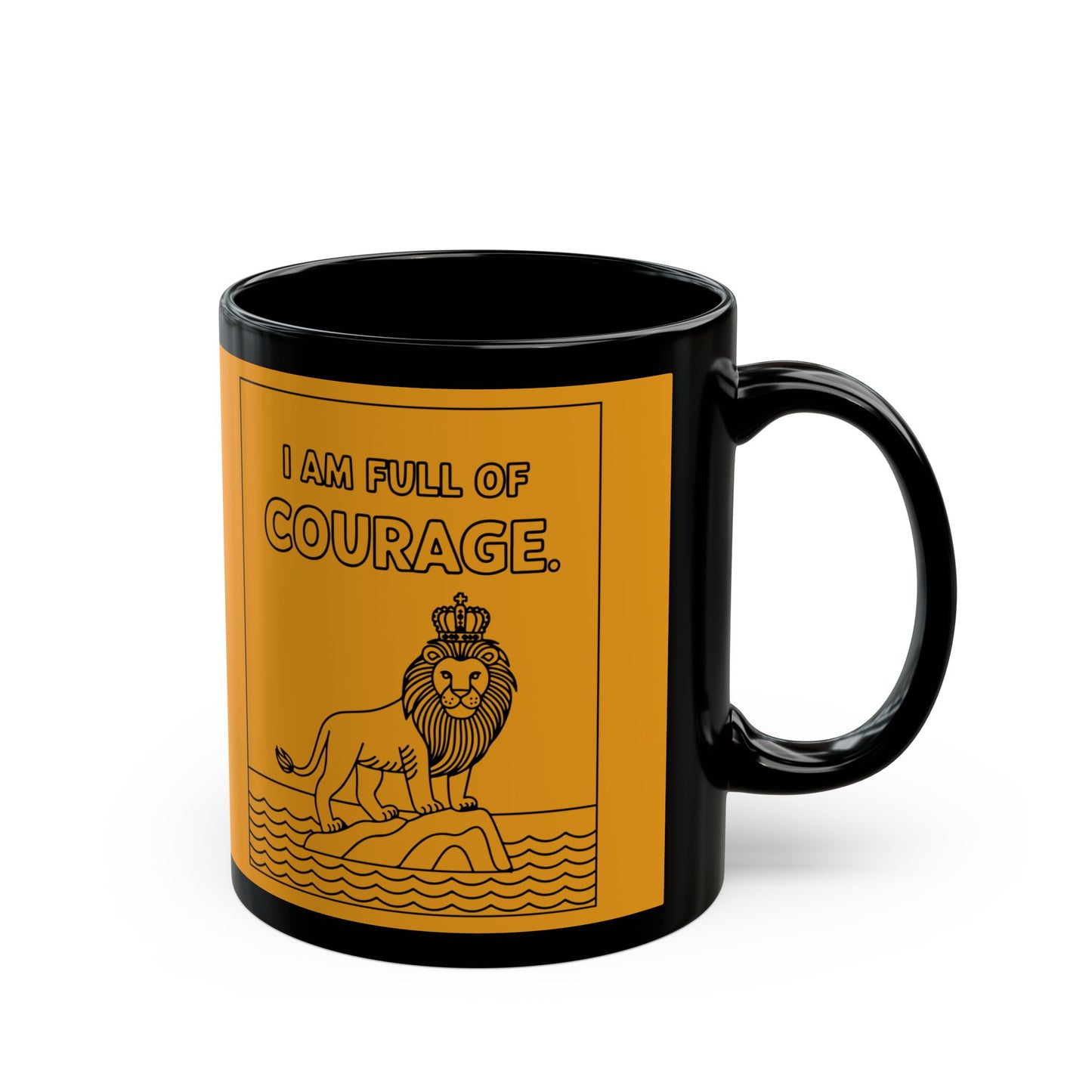 Yellow Full of Courage Lion Affirmation Mug