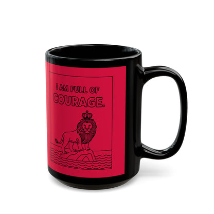 Red Full of Courage Lion Affirmation Mug
