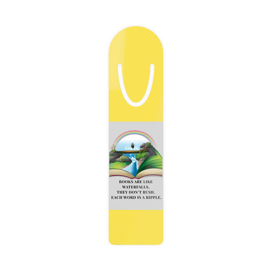 Yellow Aluminium Bookmark — Books Are Like Waterfalls