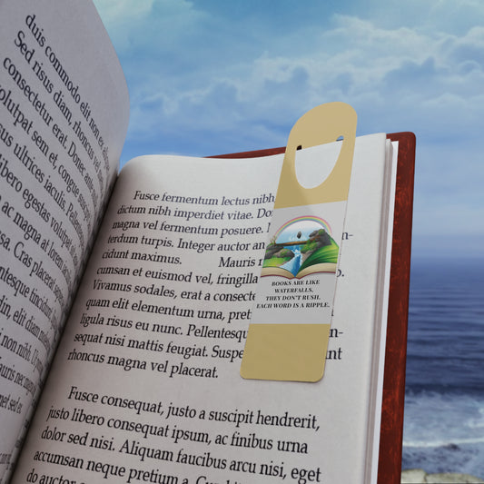 Brown Aluminium Bookmark — Books Are Like Waterfalls