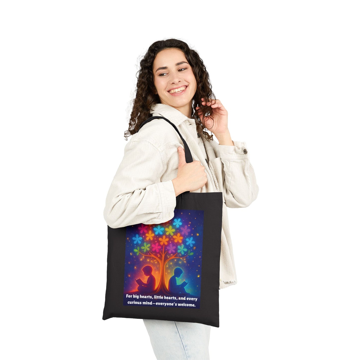 Colorful Tree of Wonder Cotton Canvas Tote Book Lover Art Bag