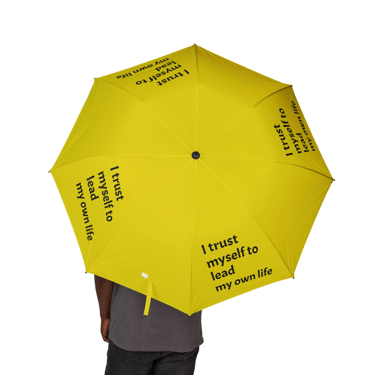 "I Trust Myself To Lead My Own Life" — Yellow Semi‑Automatic Foldable Umbrella
