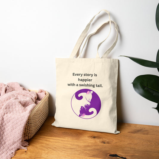 Every Story Is Happier With a Swishing Tail — Yin Yang Cats Cotton Canvas Tote Bag