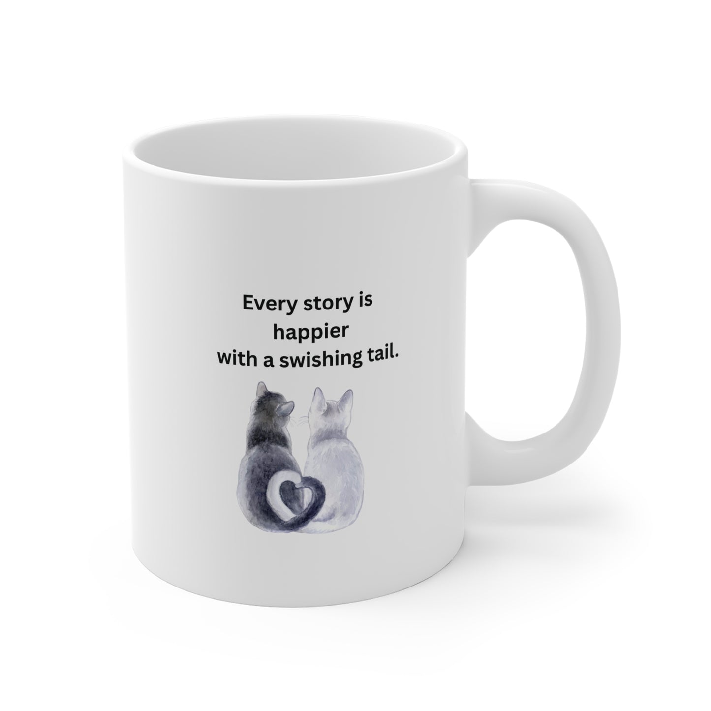 Every Story Is Happier With a Swishing Tail — Heart-Tails Cats Ceramic Coffee Mug