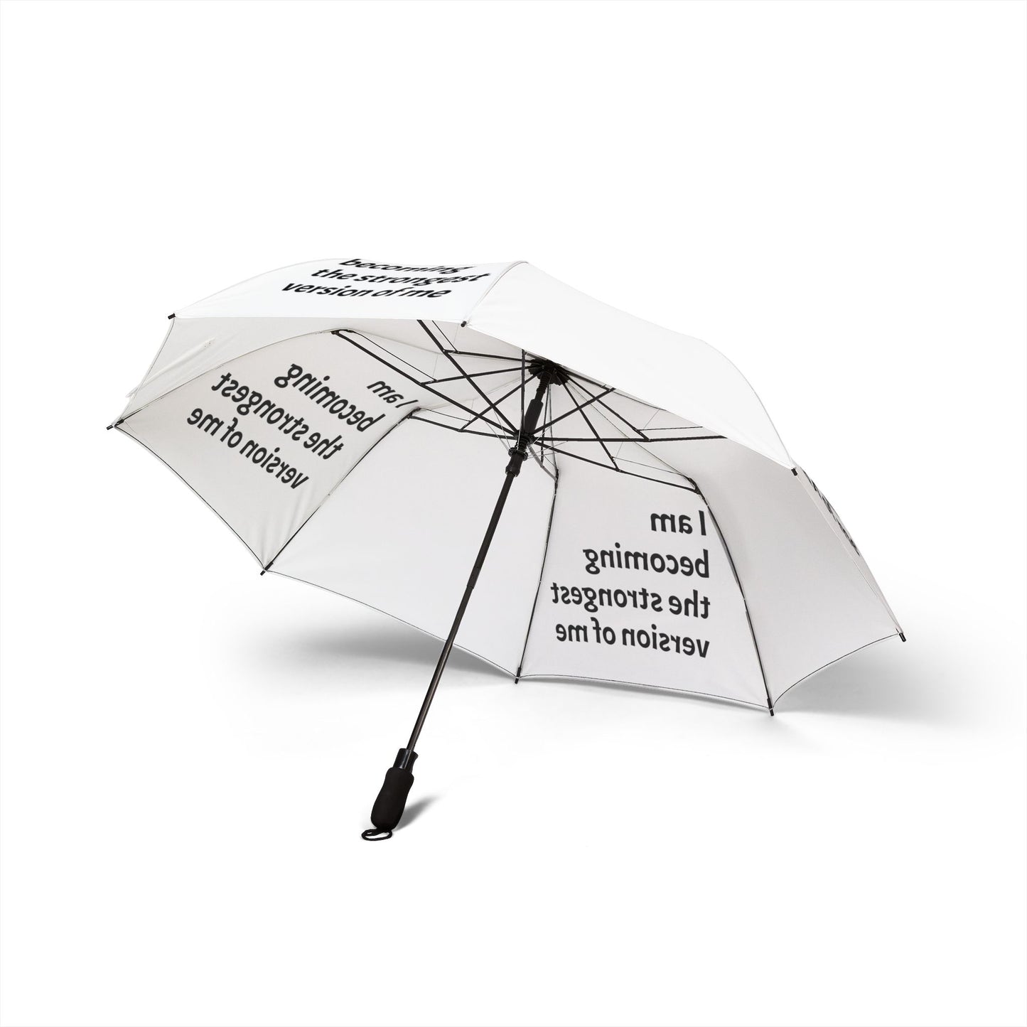 "I Am Becoming The Strongest Version Of Me" — White Semi‑Automatic Foldable Umbrella