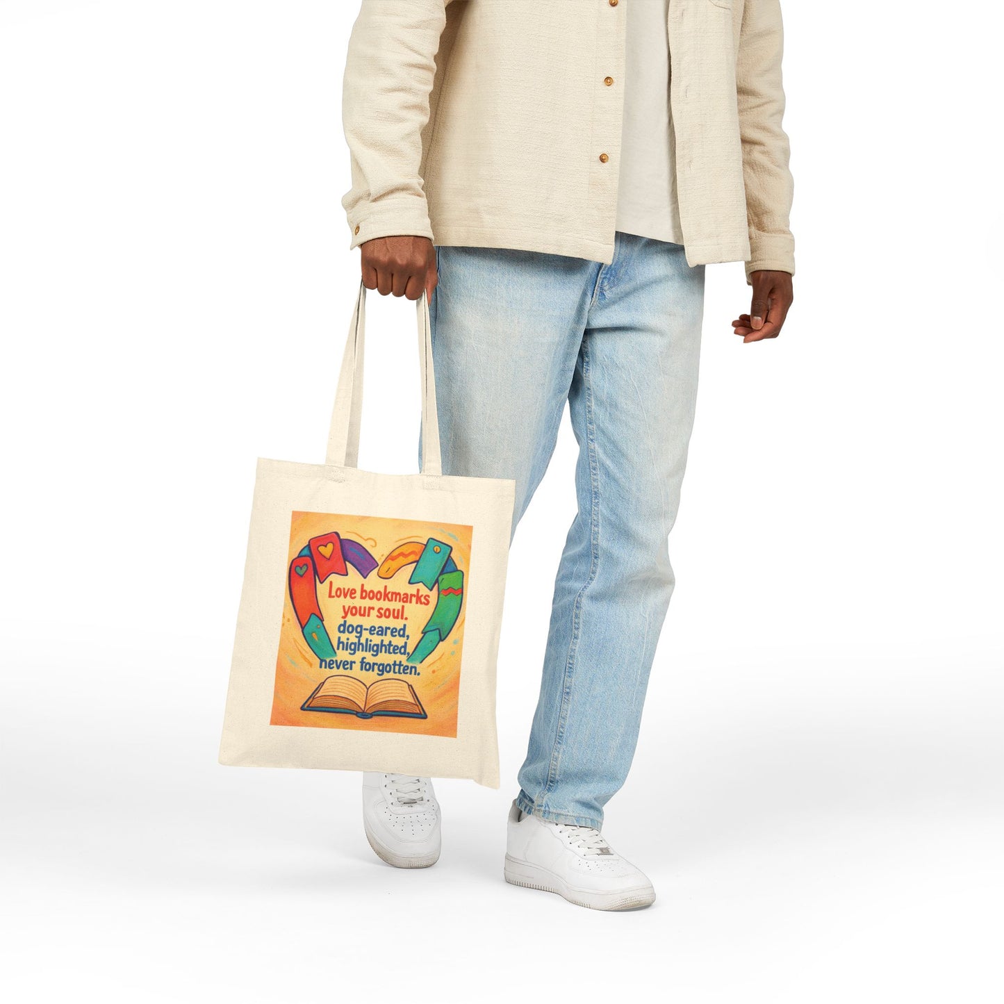 Love Bookmarks Your Soul… — Book Lover Cotton Canvas Tote Bag