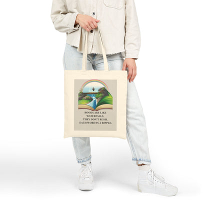 Waterfall Story Literary Cotton Canvas Tote Bag