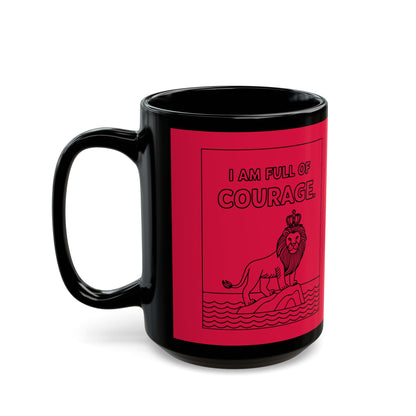 Red Full of Courage Lion Affirmation Mug