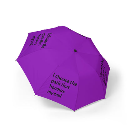 "I Choose The Path That Honours My Soul" — Purple Semi‑Automatic Foldable Umbrella