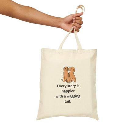 Every Story Is Happier With a Wagging Tail — Loyal Companion Dogs Cotton Canvas Tote Bag