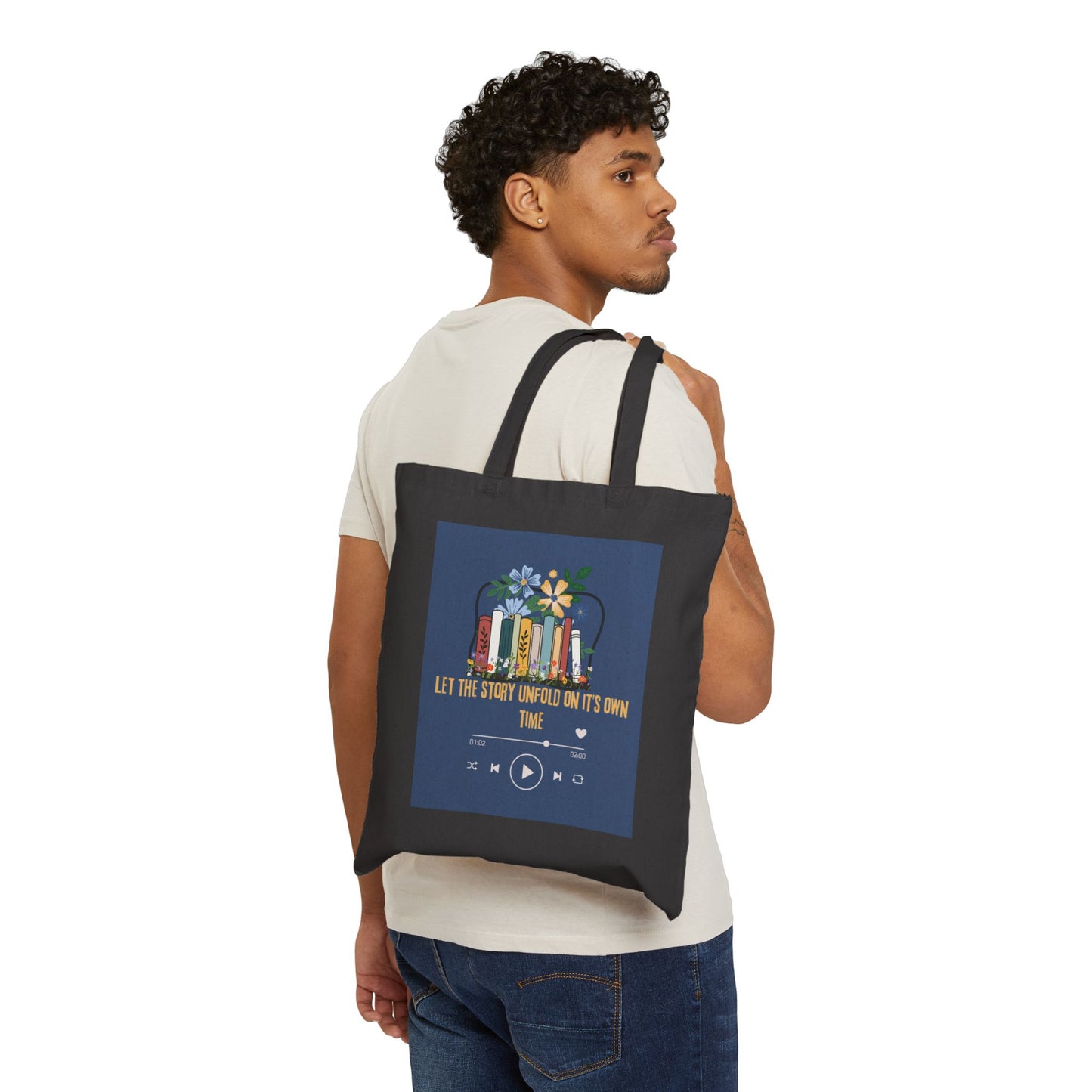 Cotton Canvas Tote Bag Let the Story Unfold Book Lover Everyday Tote