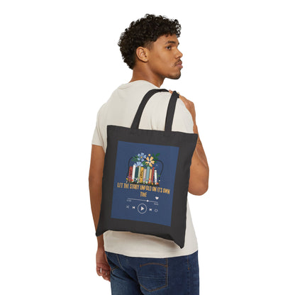 Cotton Canvas Tote Bag Let the Story Unfold Book Lover Everyday Tote