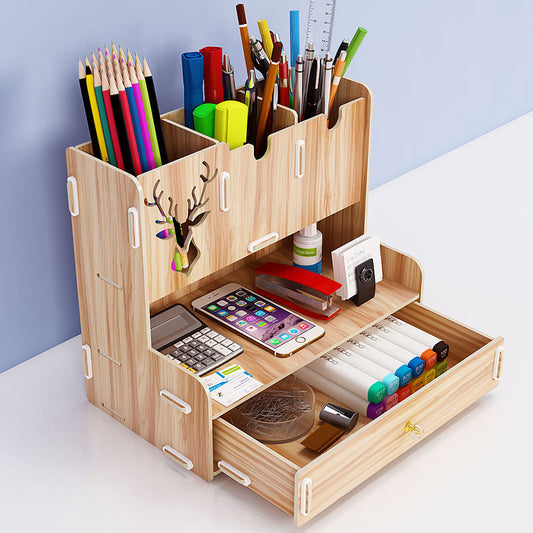 Creative Wooden Pen Holder Desk Organizer for Readers and Professionals