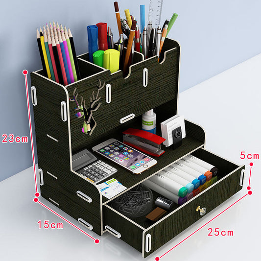 Creative Wooden Pen Holder Desk Organizer for Readers and Professionals