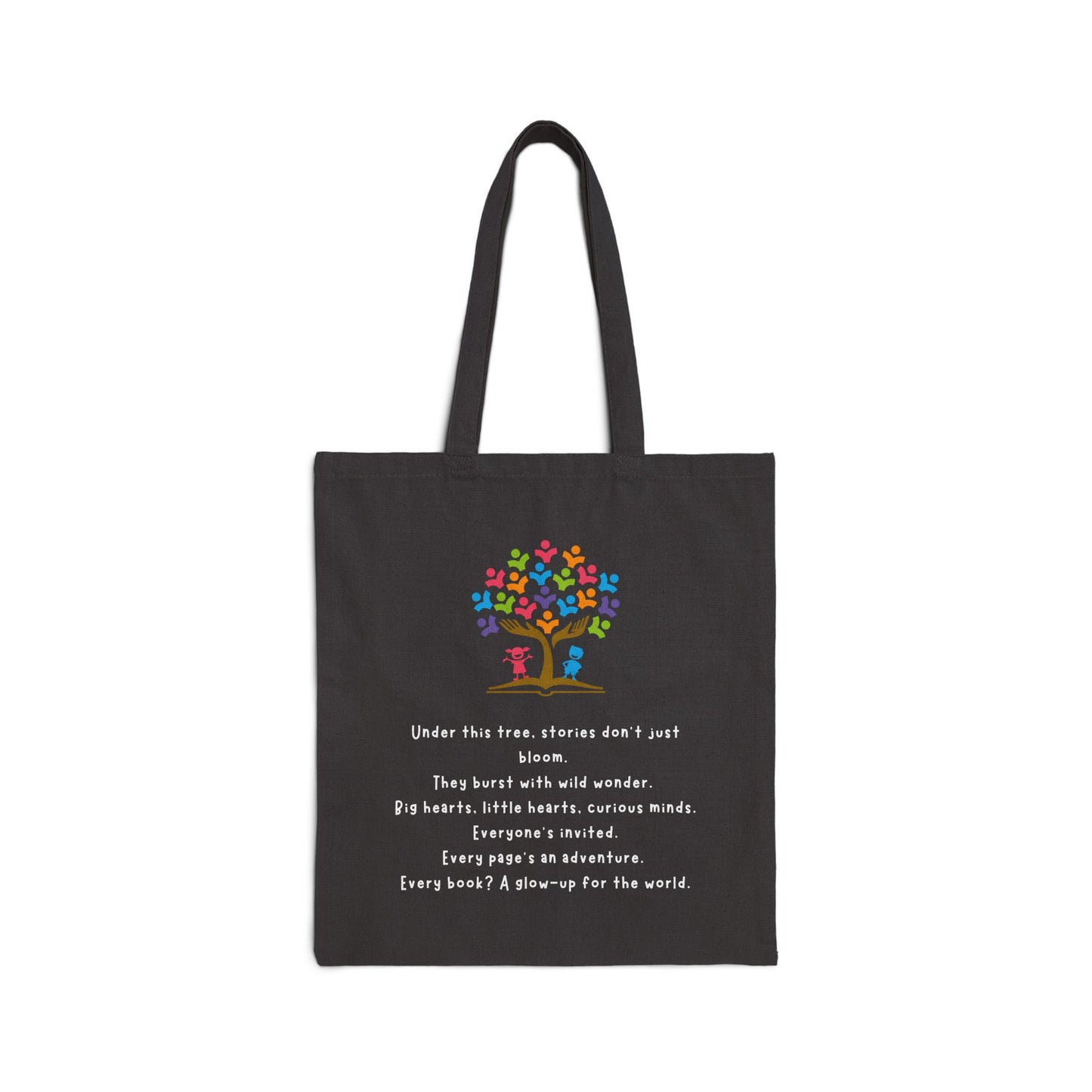 Under This Tree Eco-Friendly Cotton Canvas Tote Bag – Inspirational Quote Gift for Book Lovers & Readers