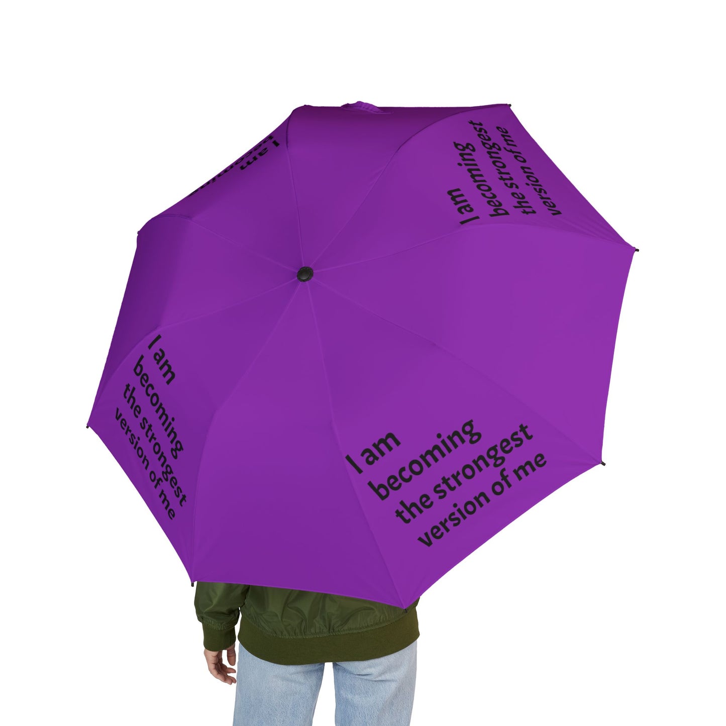 "I Am Becoming The Strongest Version Of Me" — Purple Semi‑Automatic Foldable Umbrella