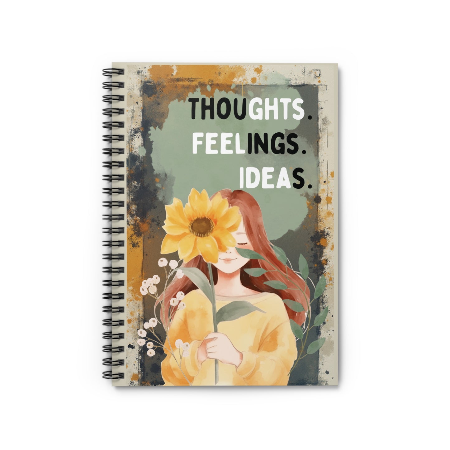 "Thoughts. Feelings. Ideas." Floral Spiral Notebook Journal