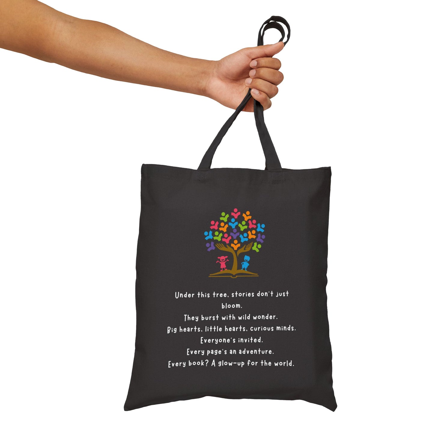 Under This Tree Eco-Friendly Cotton Canvas Tote Bag – Inspirational Quote Gift for Book Lovers & Readers