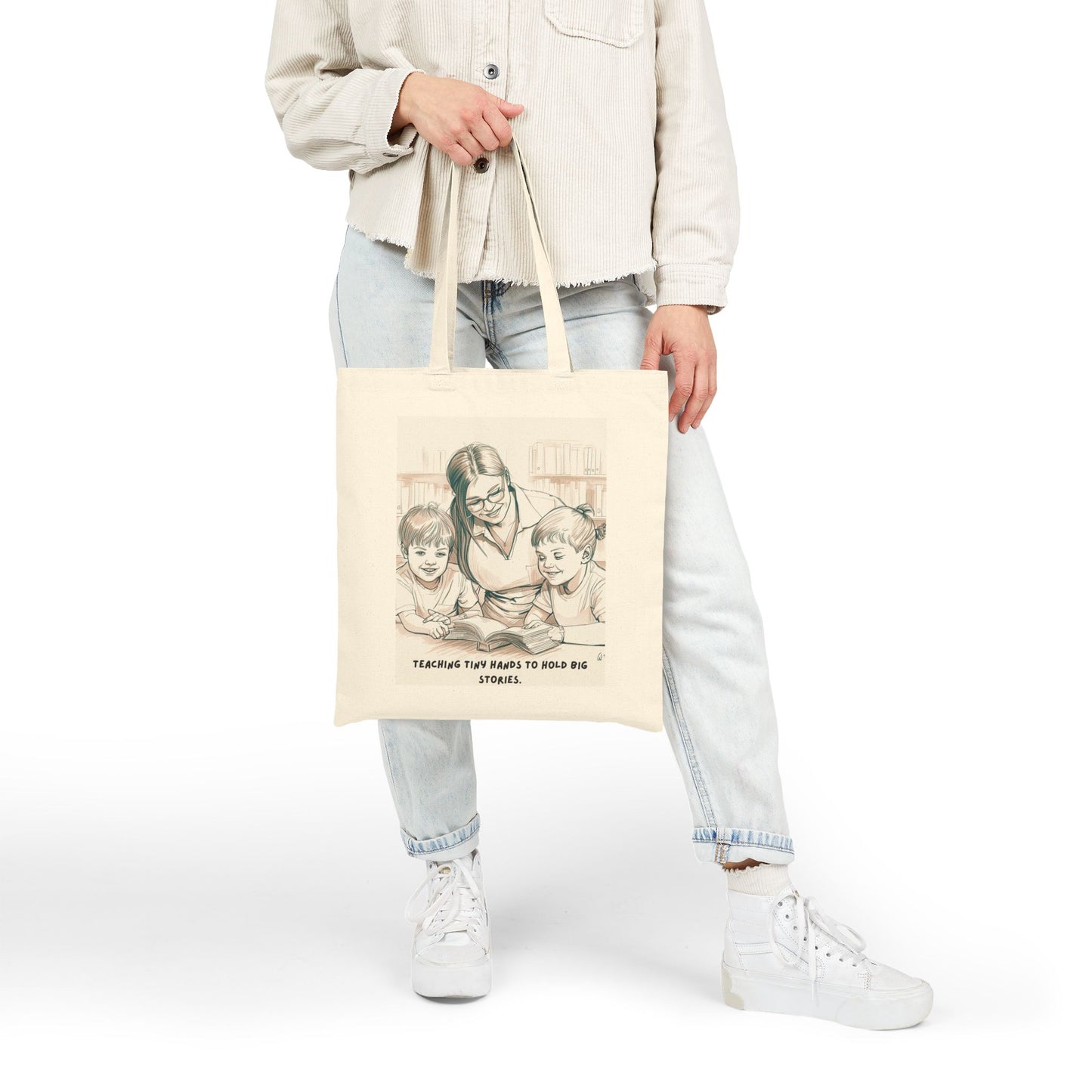 Teaching Tiny Hands to Hold Big Stories Cotton Canvas Tote Bag
