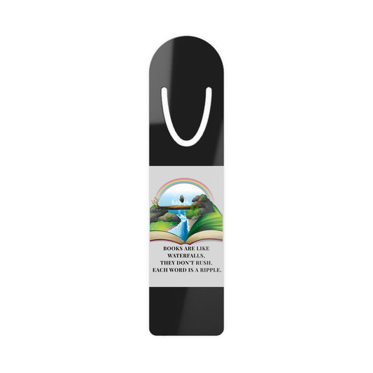 Black Aluminium Bookmark — Books Are Like Waterfalls