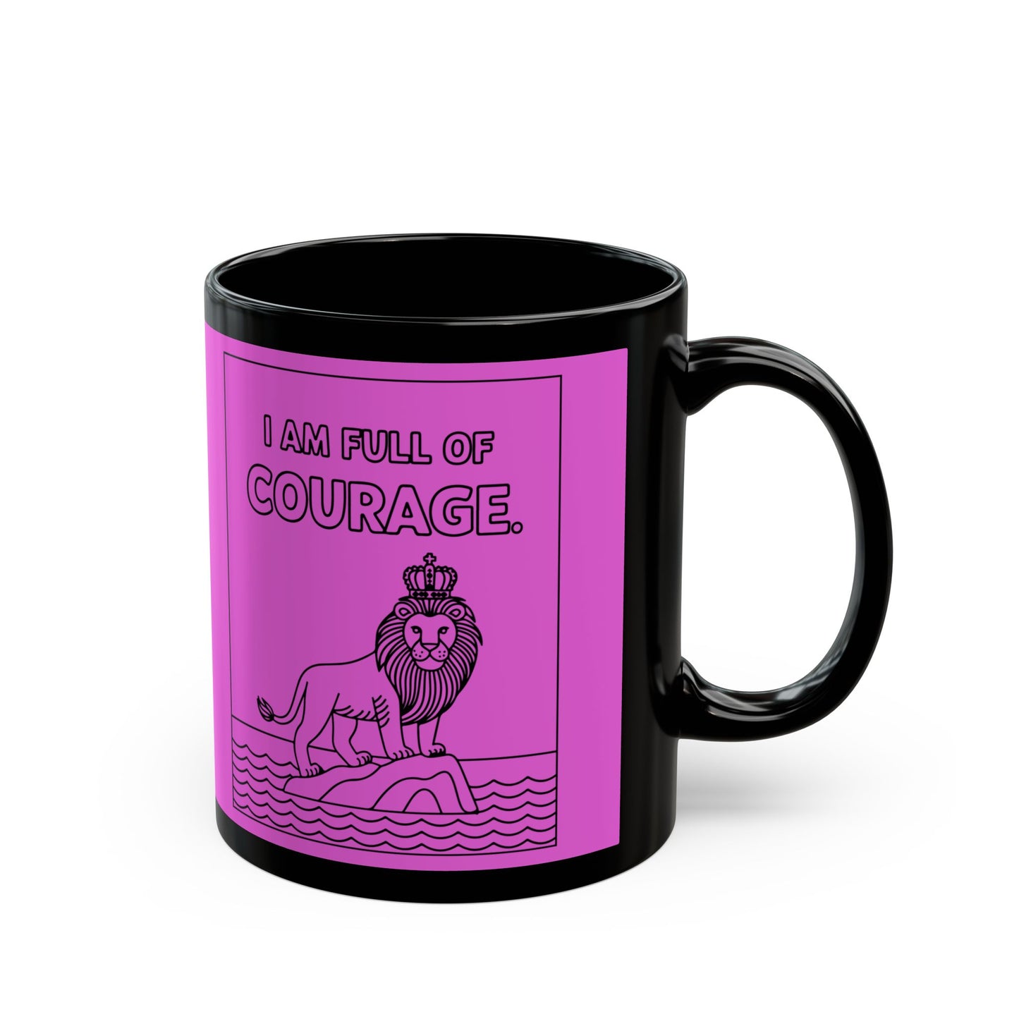 Pink Full of Courage Lion Affirmation Mug