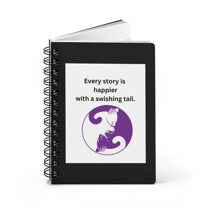 Every Story Is Happier With a Swishing Tail — Yin Yang Cats Spiral Notebook for Writing & Quiet Moments (Black Cover)