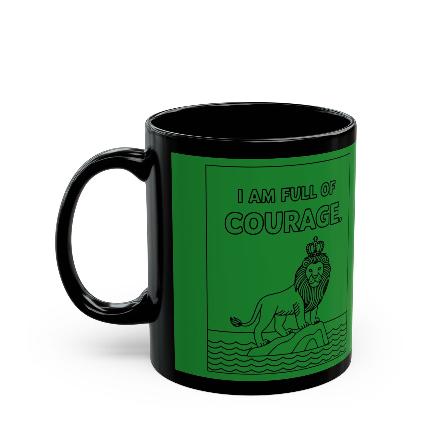 Green Full of Courage Lion Affirmation Mug