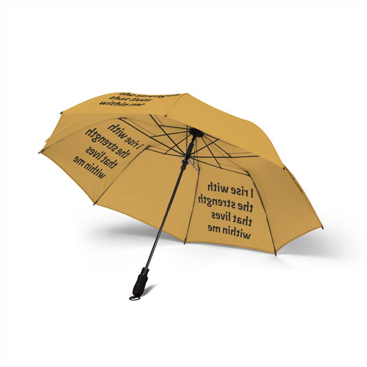 "I Rise With The Strength That Lives Within Me" — Golden Yellow Semi‑Automatic Foldable Umbrella