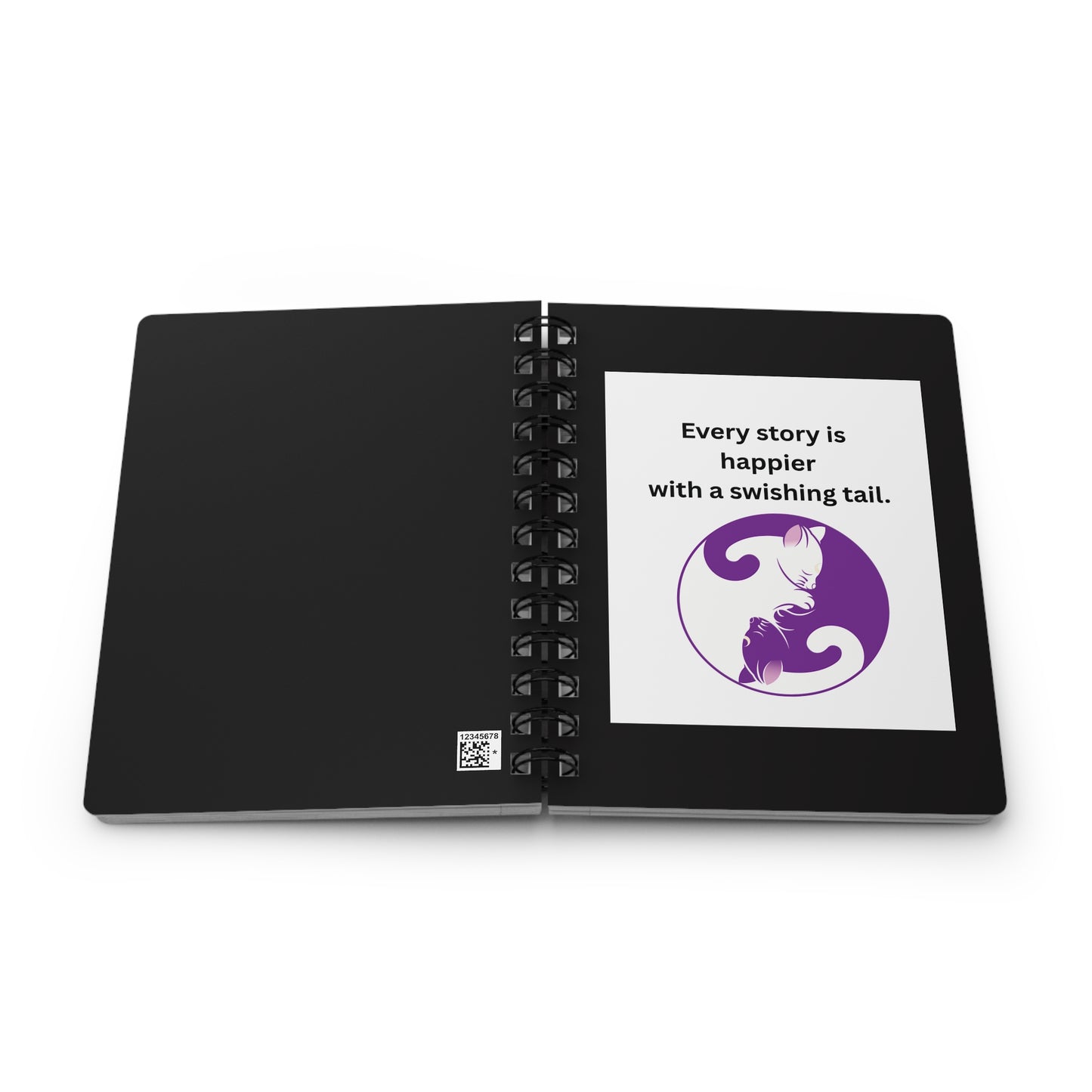 Every Story Is Happier With a Swishing Tail — Yin Yang Cats Spiral Notebook for Writing & Quiet Moments (Black Cover)
