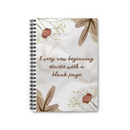 Floral Inspirational Spiral Notebook — "Every new beginning starts with a blank page"