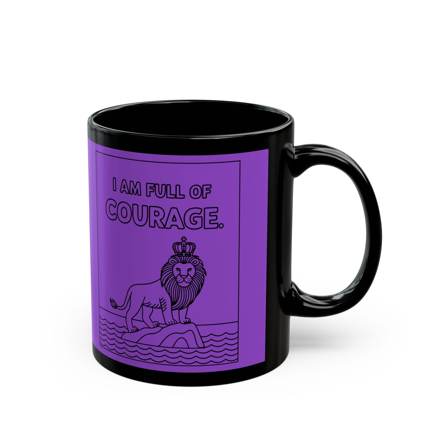 Purple Full of Courage Lion Affirmation Mug