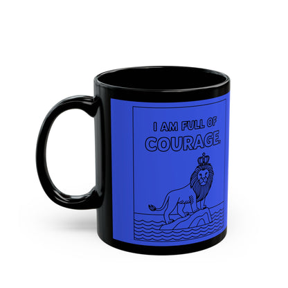 Dark Blue Full of Courage Lion Affirmation Mug