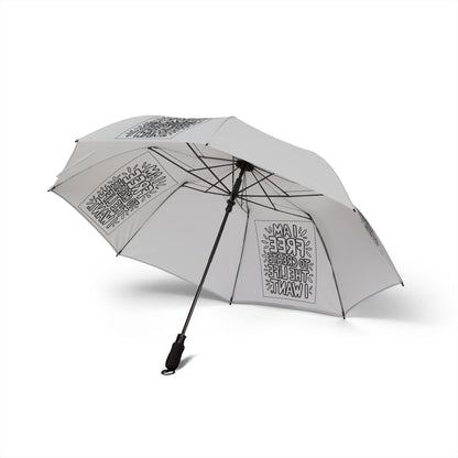 “I Am Free To Create The Life I Want” — Light Grey Semi‑Automatic Foldable Umbrella