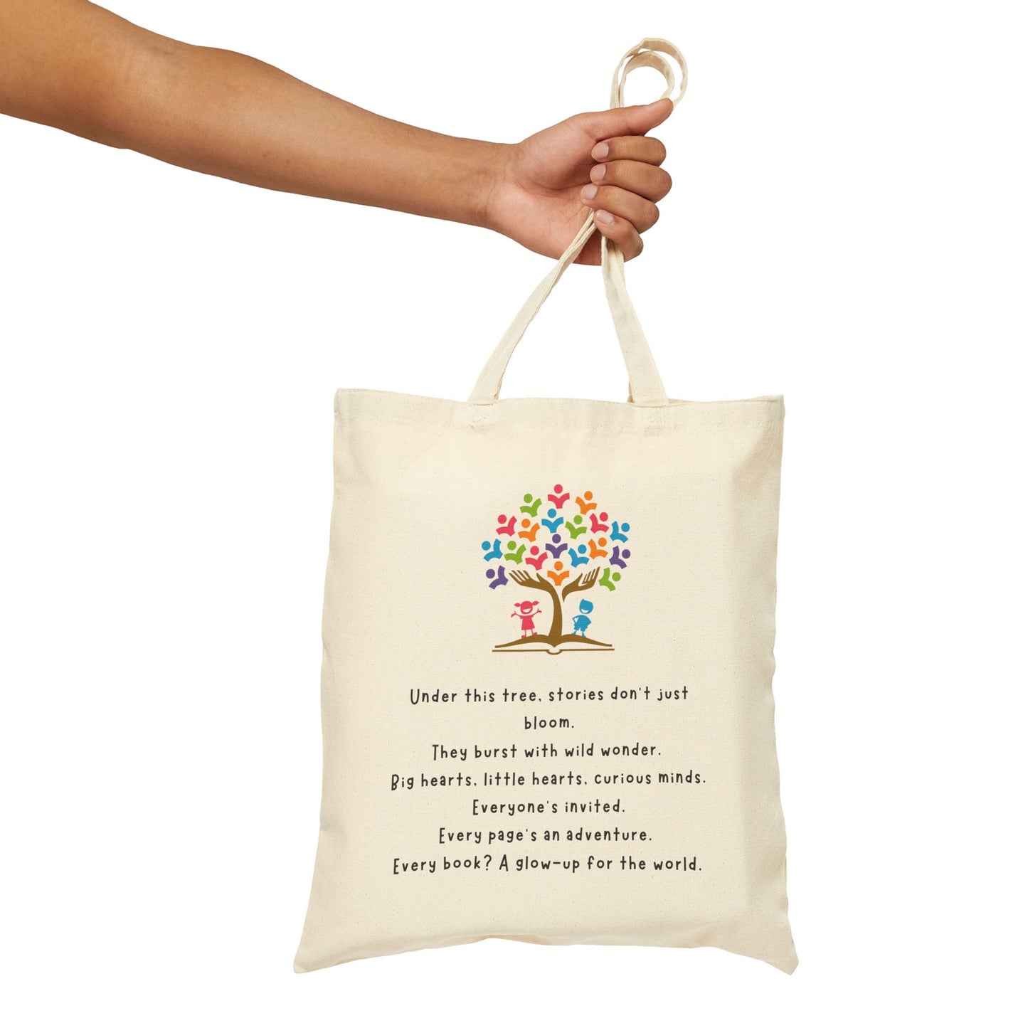 Under This Tree Eco-Friendly Cotton Canvas Tote Bag – Inspirational Quote Gift for Book Lovers & Readers