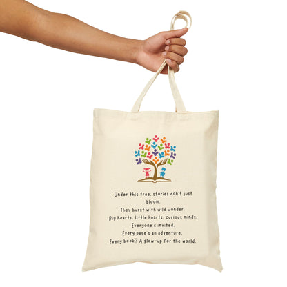 Under This Tree Eco-Friendly Cotton Canvas Tote Bag – Inspirational Quote Gift for Book Lovers & Readers