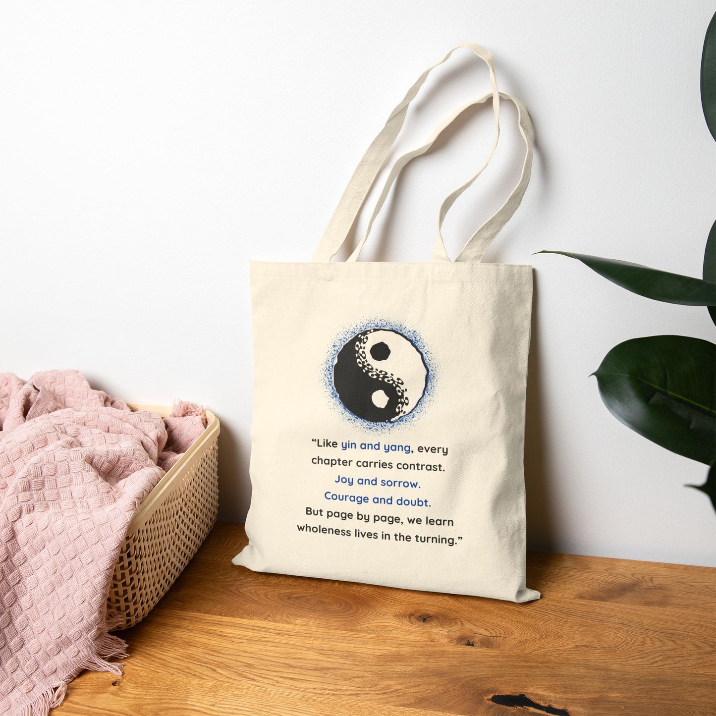 Inspirational Yin and Yang Quote Cotton Canvas Tote Bag – Mindful and Stylish Everyday Carry