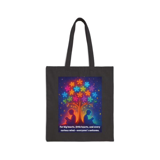 Colorful Tree of Wonder Cotton Canvas Tote Book Lover Art Bag