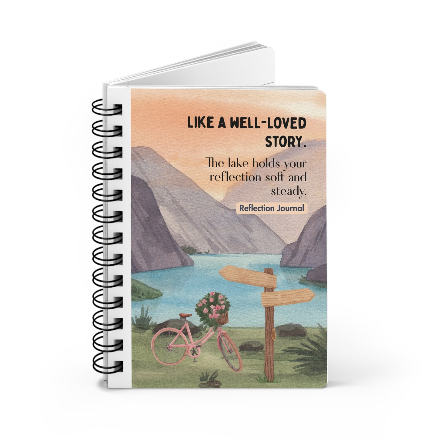 Reflection Journal — Spiral Bound Travel-Inspired Notebook with "Like a Well-Loved Story" Quote