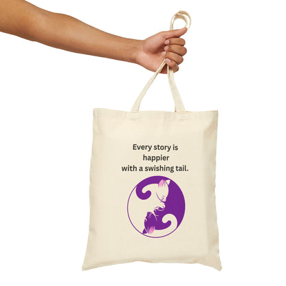 Every Story Is Happier With a Swishing Tail — Yin Yang Cats Cotton Canvas Tote Bag