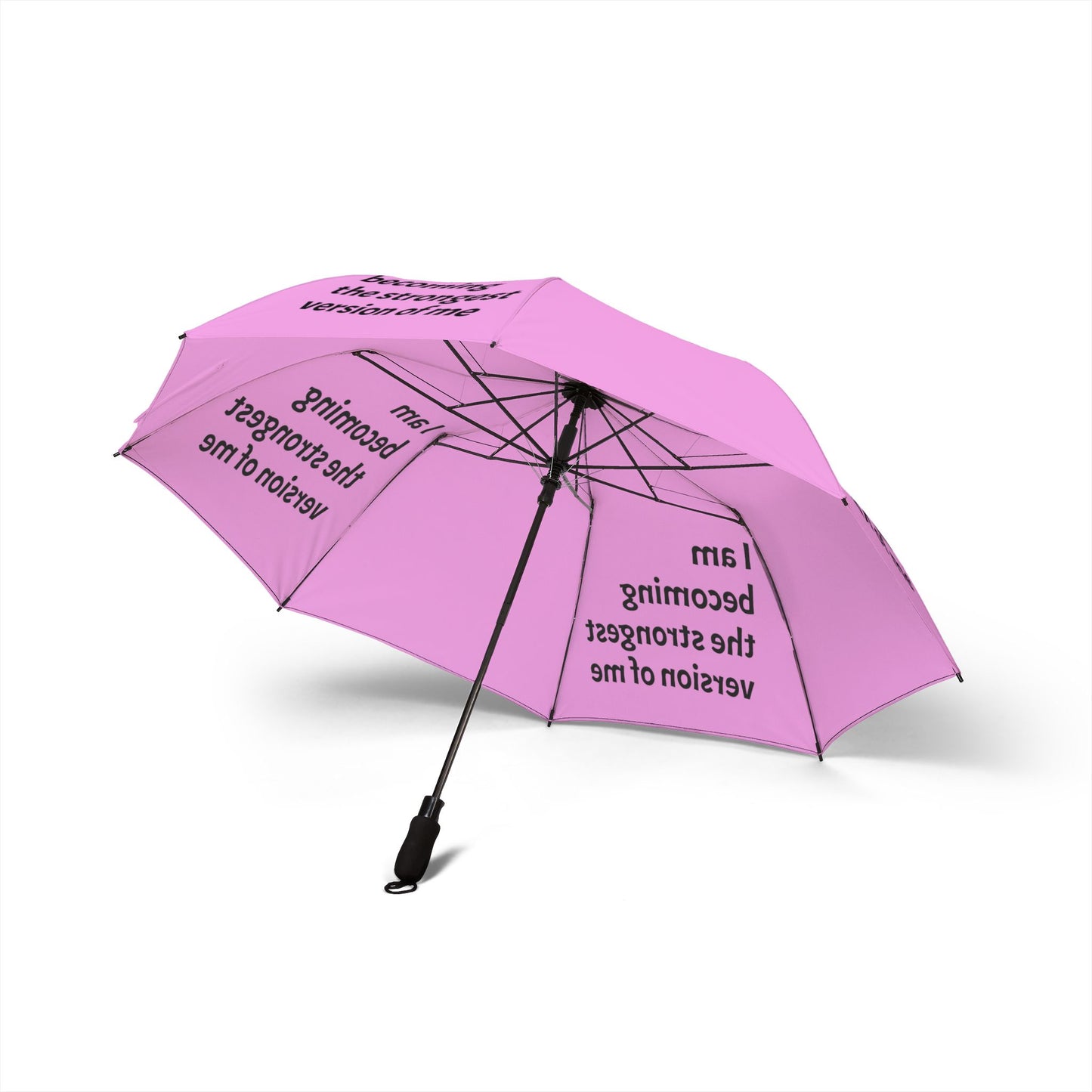 "I Am Becoming The Strongest Version Of Me" — Light Pink Semi‑Automatic Foldable Umbrella