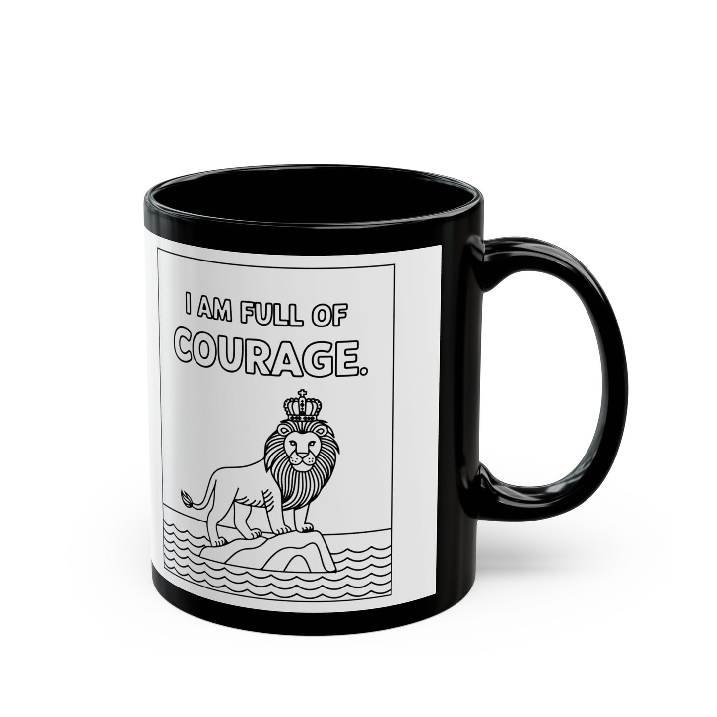 White Full of Courage Lion Affirmation Mug