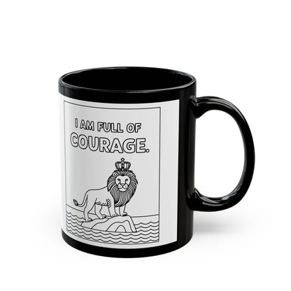 White Full of Courage Lion Affirmation Mug